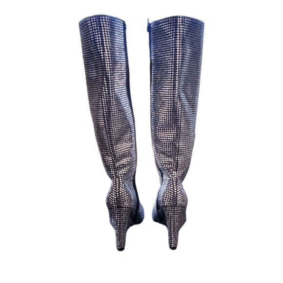 Gianni Bini Gabor Two Rhinestone Pointed Toe Tall Wedge Boots Size 7.5 - Picture 6 of 7